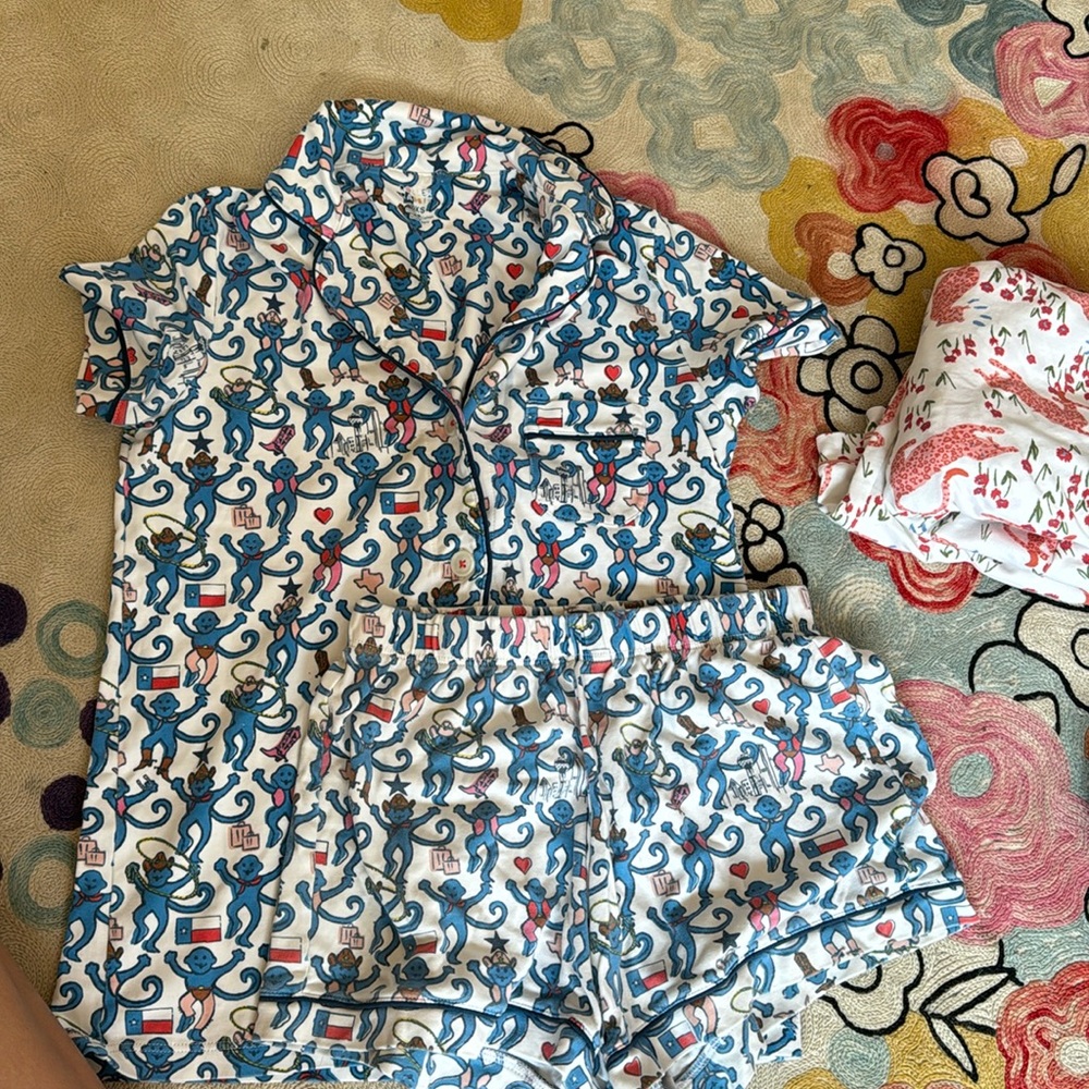 Exclusive Dallas, roller rabbit monkey polo PJs